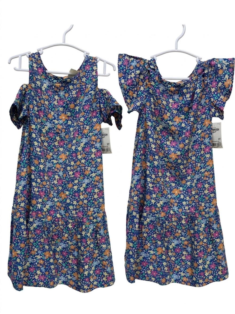Girl’s Blue Flowered Oshkosh Cold Shoulder Summer Sundress (Size 3T) NWT